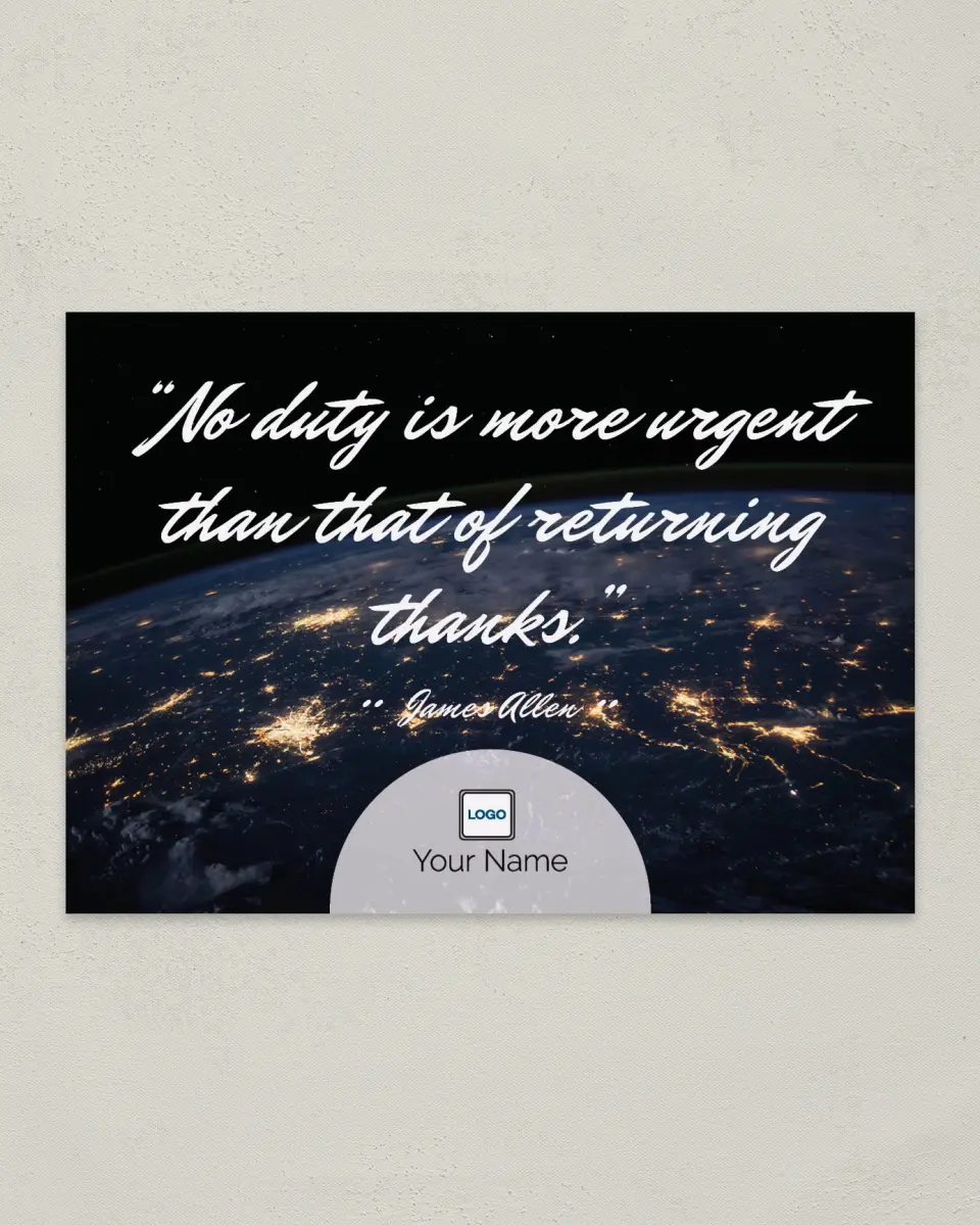 This is a 4¼" x 6" Postcard called Inspiration - Returning Thanks printed in full color