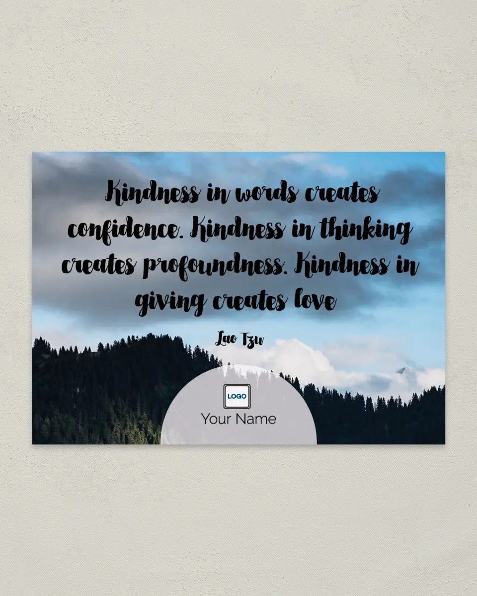 This is a 4¼" x 6" Postcard called Inspiration - Kindness Gives printed in full color