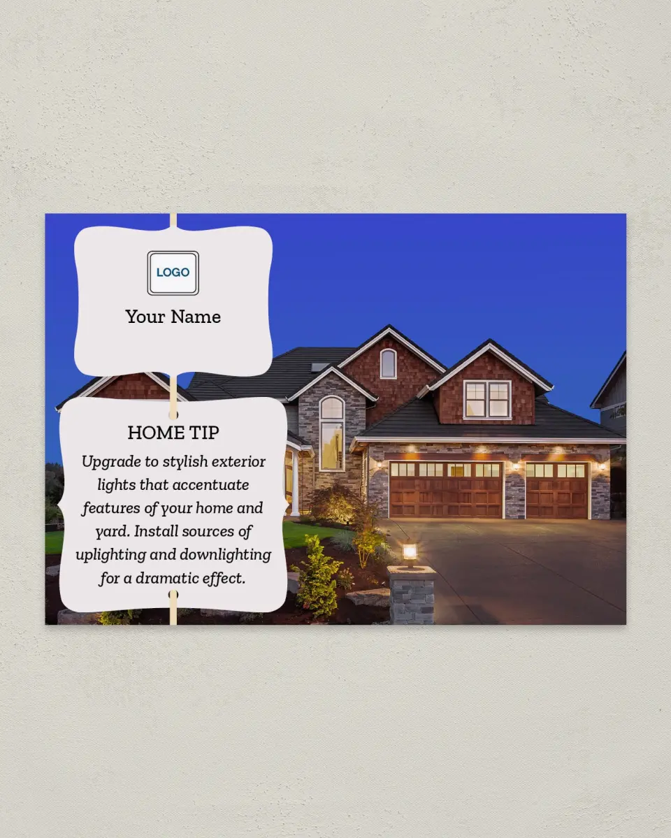 This is a 4¼" x 6" Postcard called Home Tip - Stylish Exterior printed in full color
