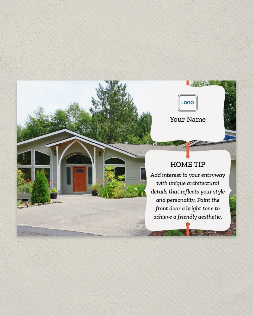 This is a 4¼" x 6" Postcard called Home Tip - Entryway Interest printed in full color