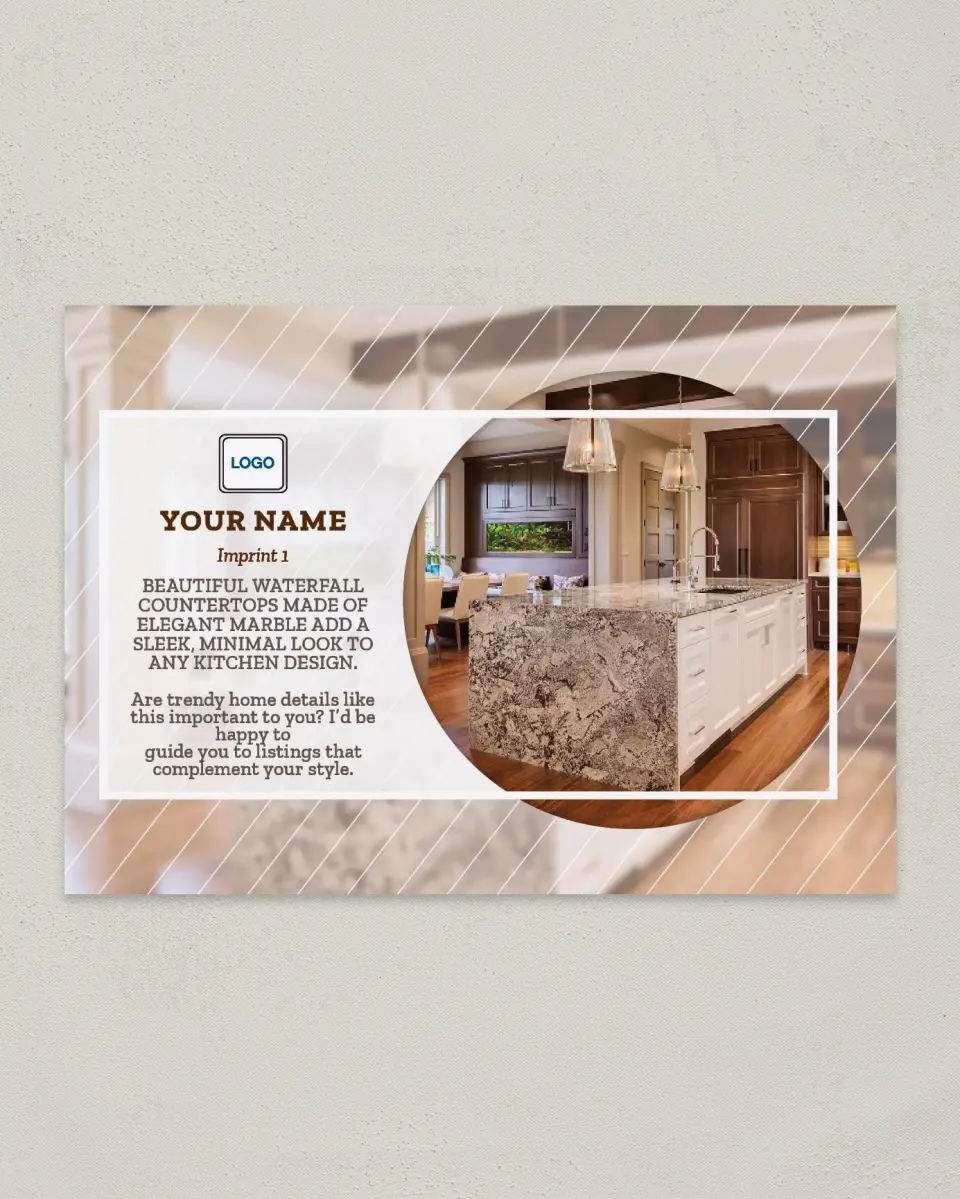 This is a 4¼" x 6" Postcard called Waterfall Countertop printed in full color