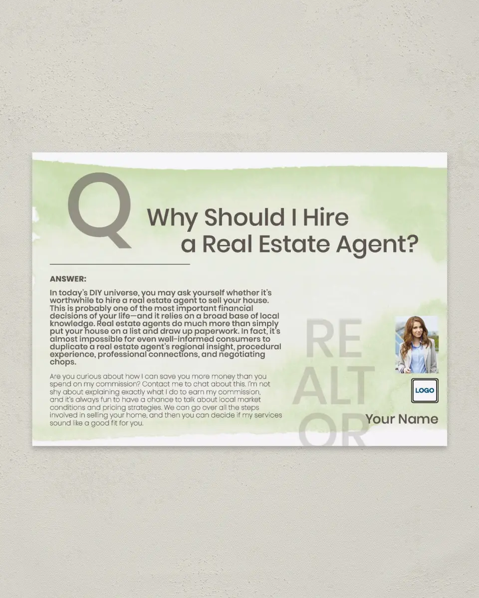 This is a 4¼" x 6" Postcard called Agent Needed printed in full color