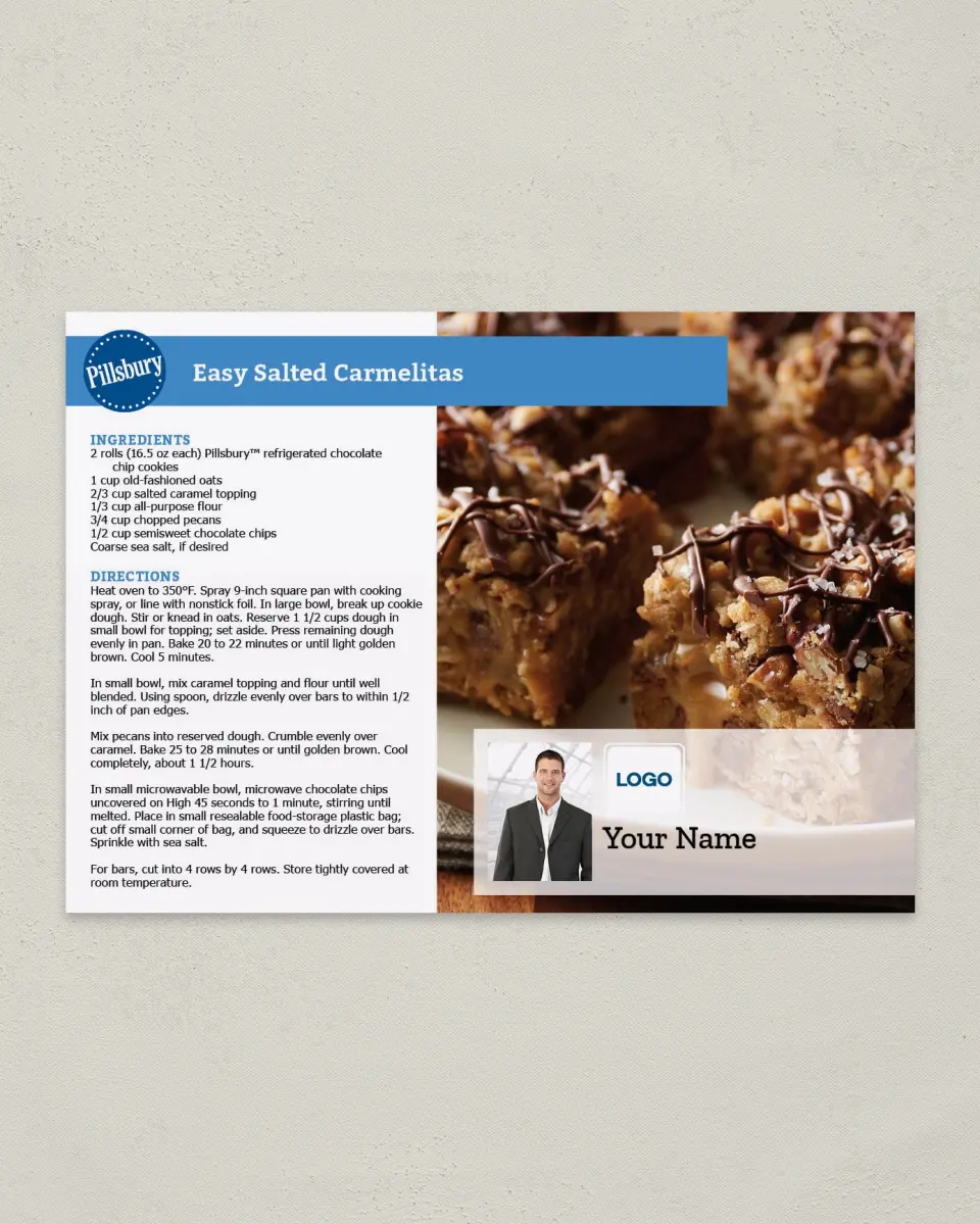 This is a 4¼" x 6" Postcard called Easy Salted Carmelitas printed in full color