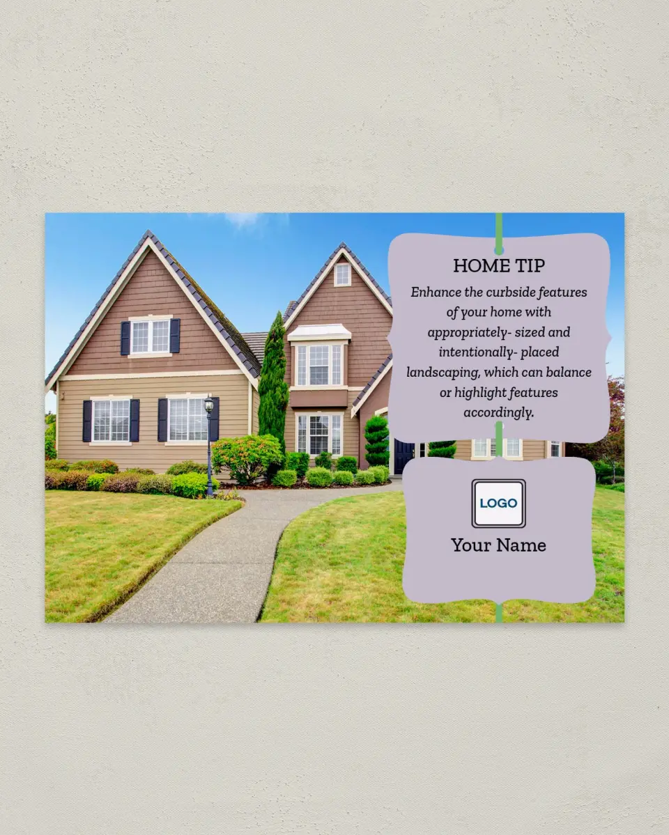 This is a 4¼" x 6" Postcard called Home Tip - Highlight Landscapes printed in full color