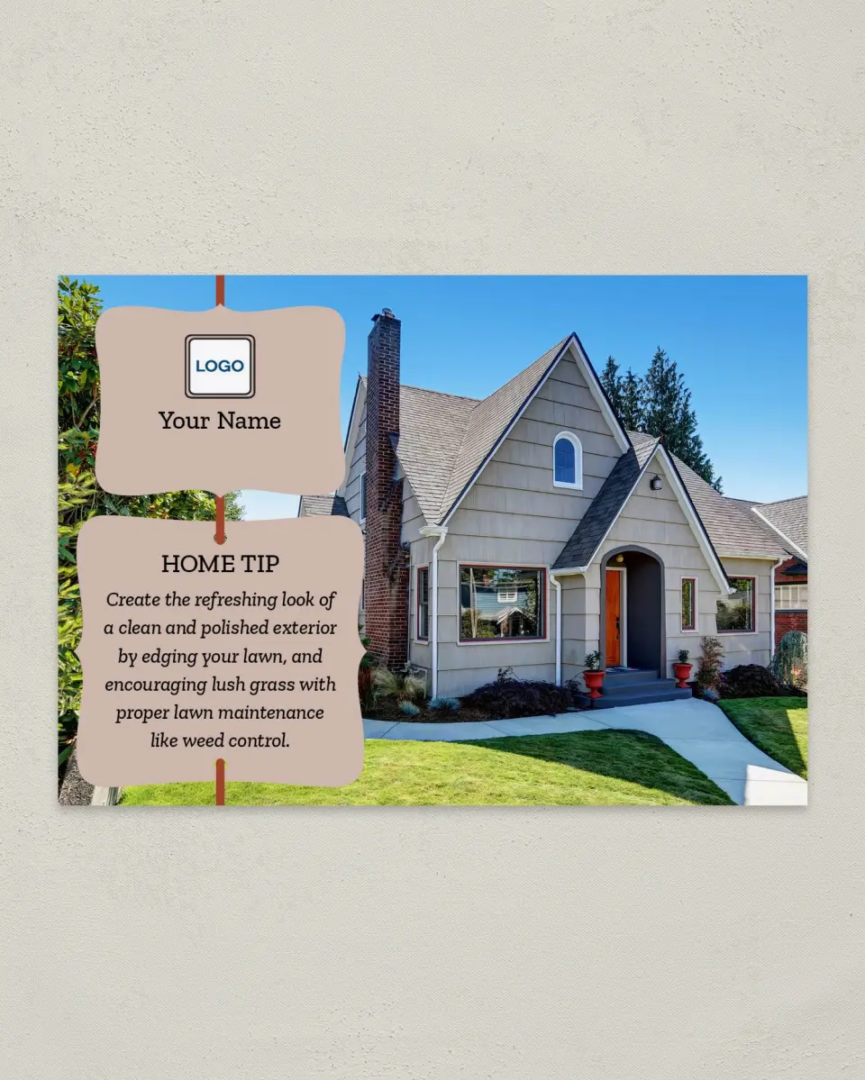 This is a 4¼" x 6" Postcard called Home Tip - Lush Lawn printed in full color
