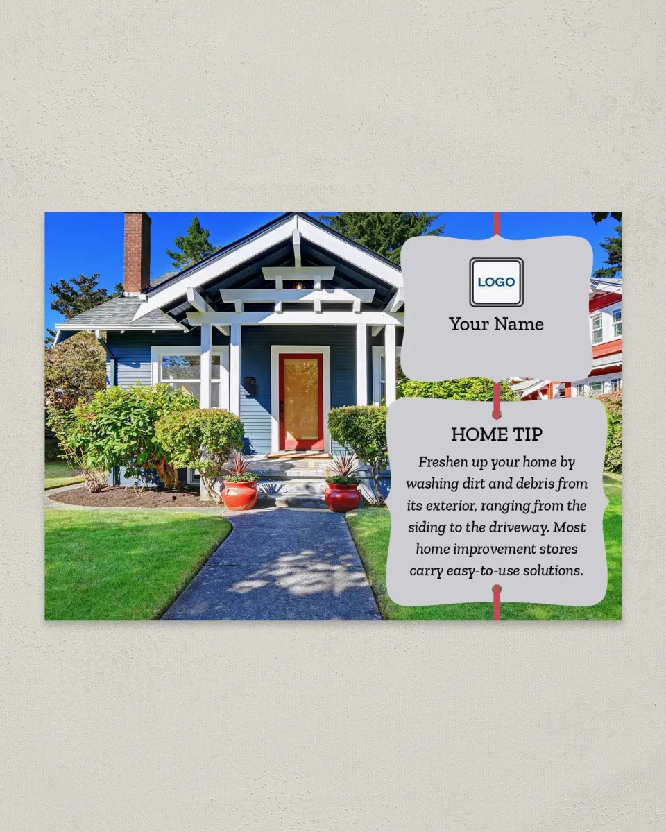 This is a 4¼" x 6" Postcard called Home Tip - Clean Me printed in full color