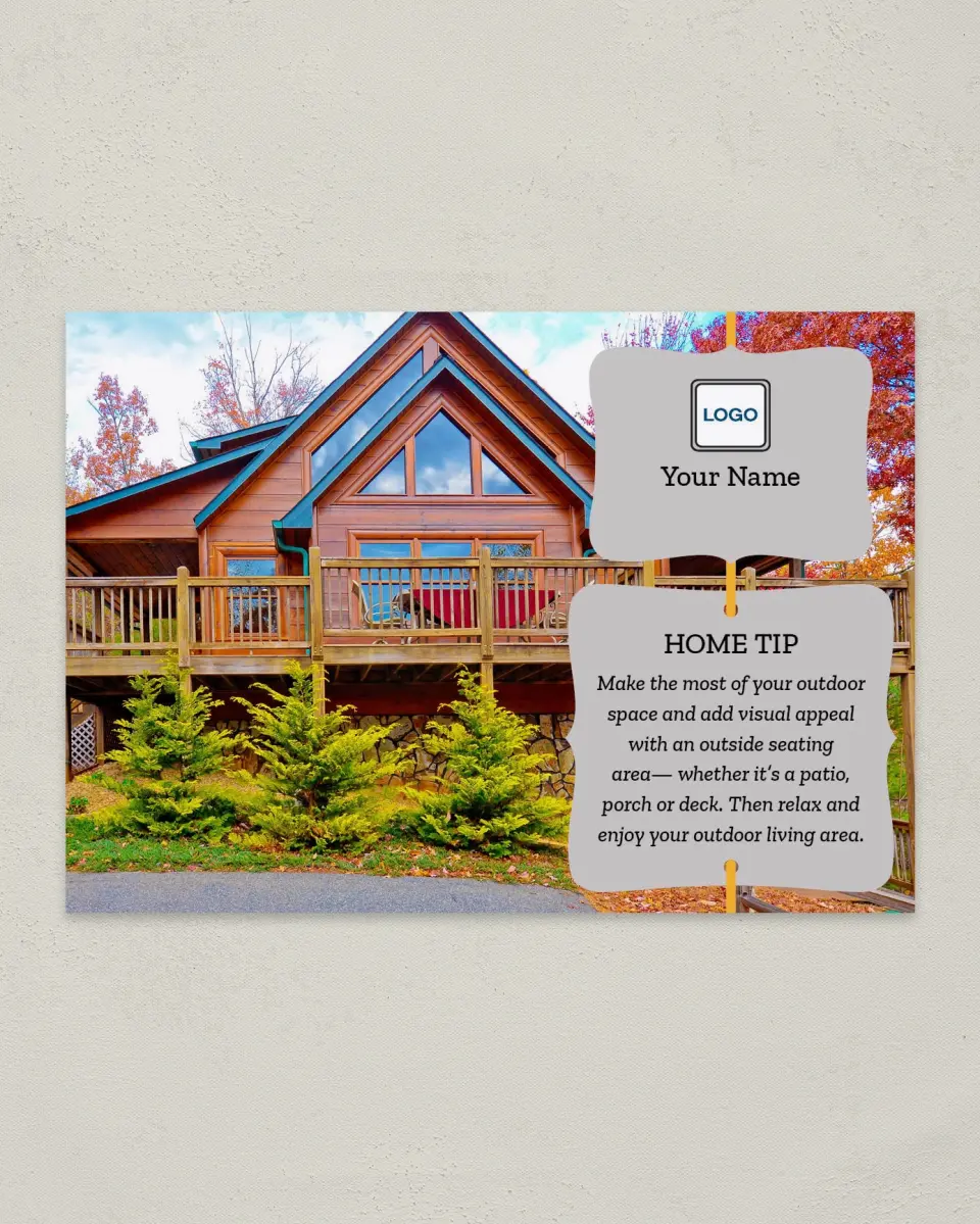 This is a 4¼" x 6" Postcard called Home Tip - Outdoor Appeal printed in full color