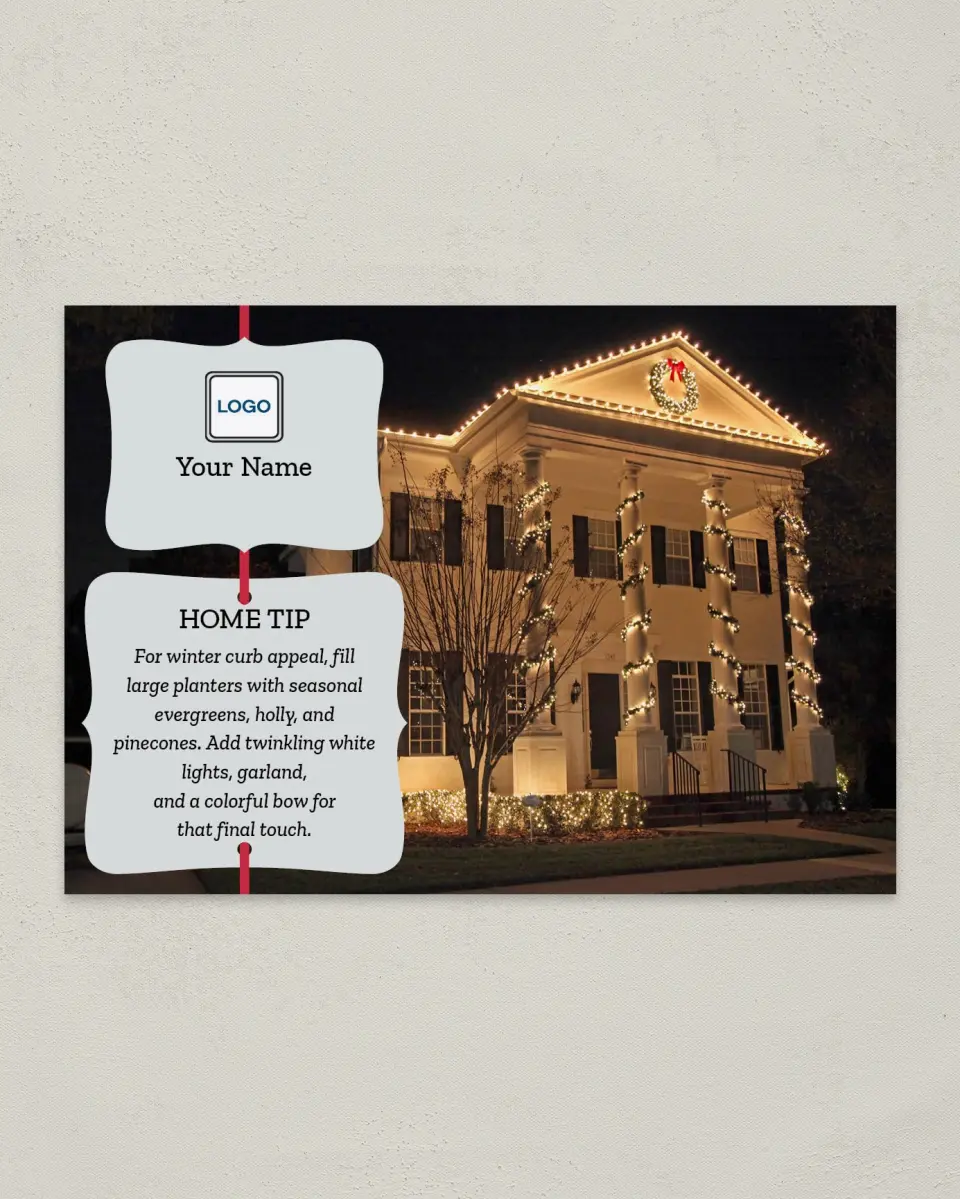 This is a 4¼" x 6" Postcard called Home Tip - Seasonal Appeal printed in full color