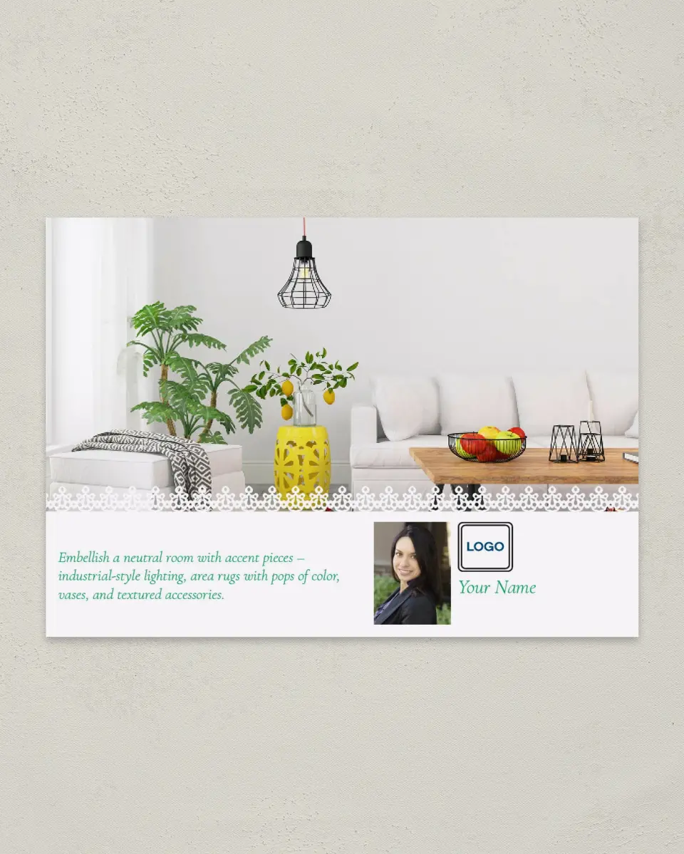 This is a 4¼" x 6" Postcard called Home Tip - Pop of Color printed in full color