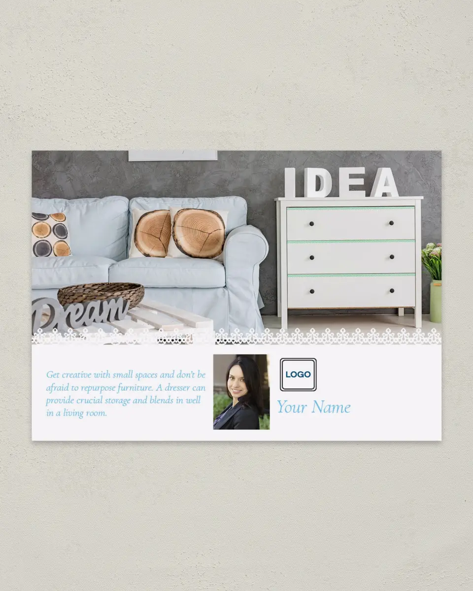 This is a 4¼" x 6" Postcard called Home Tip - Get Creative printed in full color
