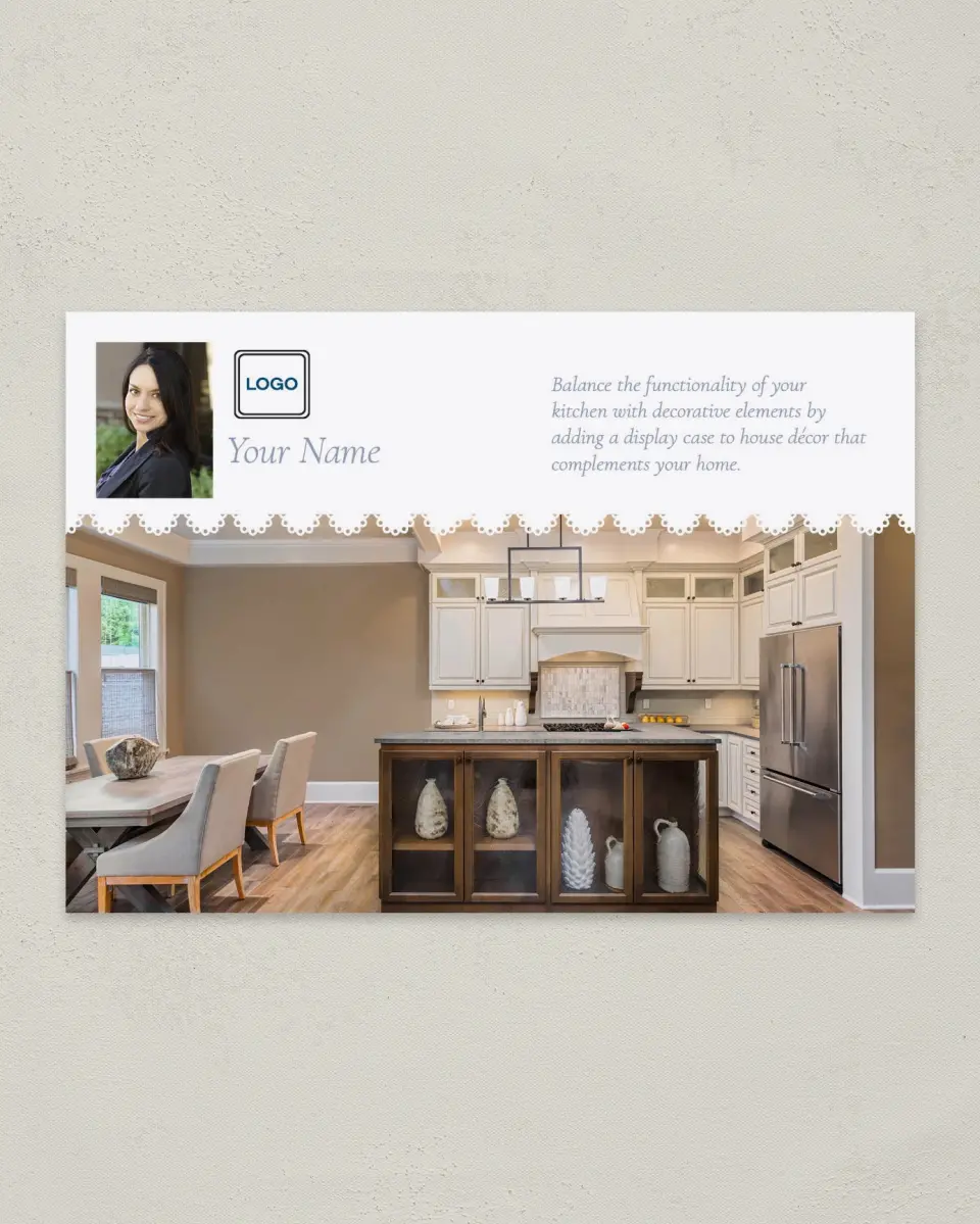 This is a 4¼" x 6" Postcard called Home Tip - Balanced Decor printed in full color