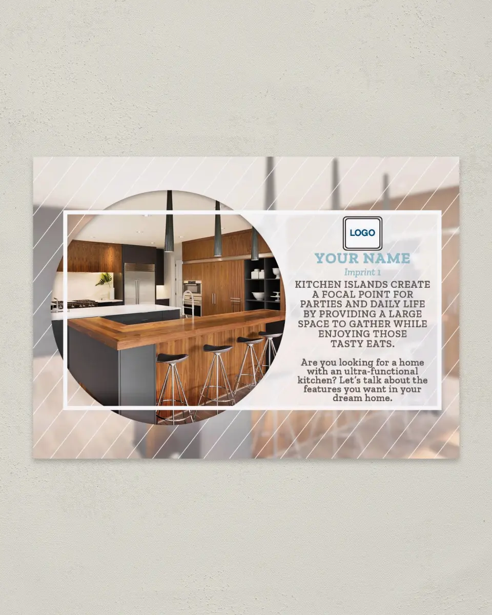 This is a 4¼" x 6" Postcard called Kitchen Island printed in full color
