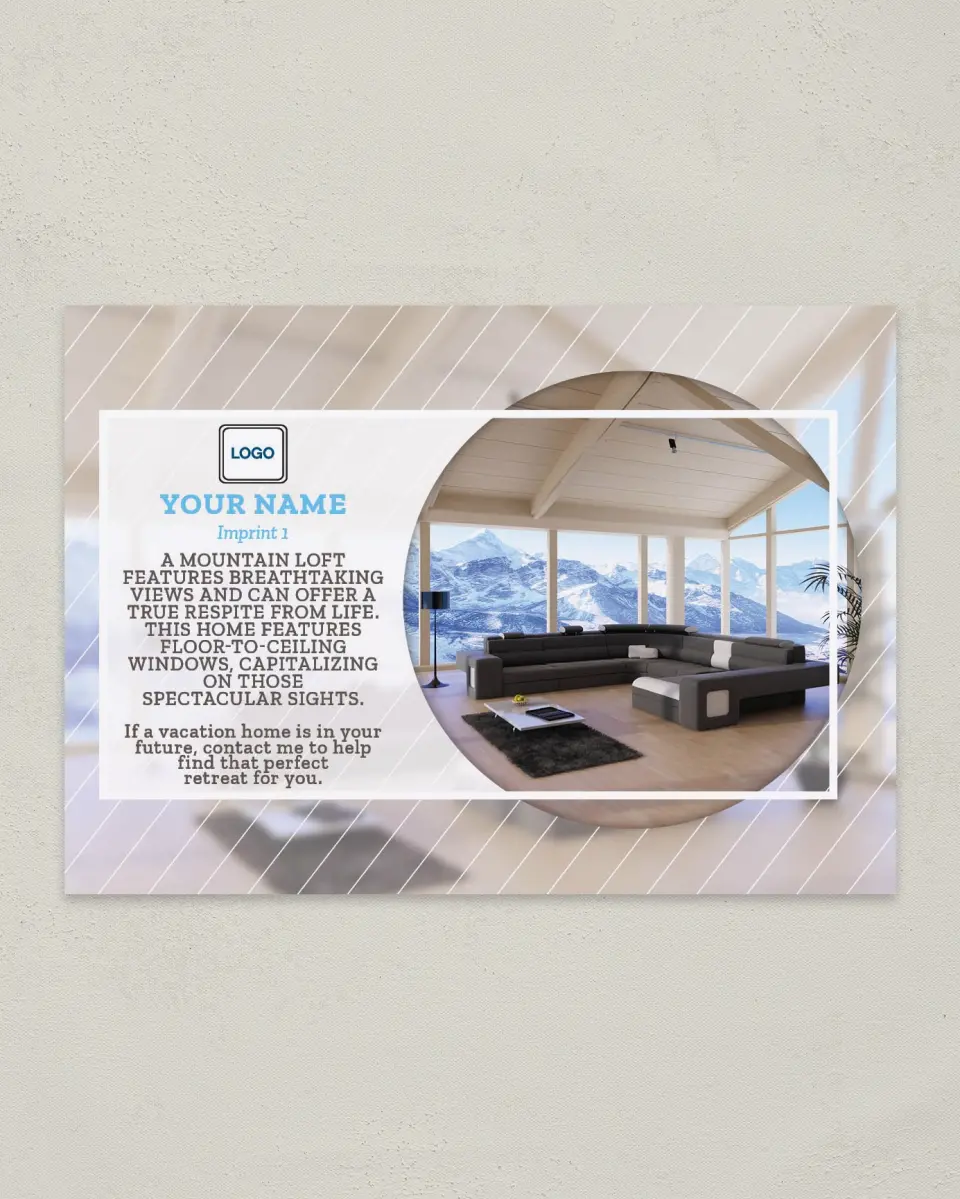 This is a 4¼" x 6" Postcard called Mountain Loft printed in full color
