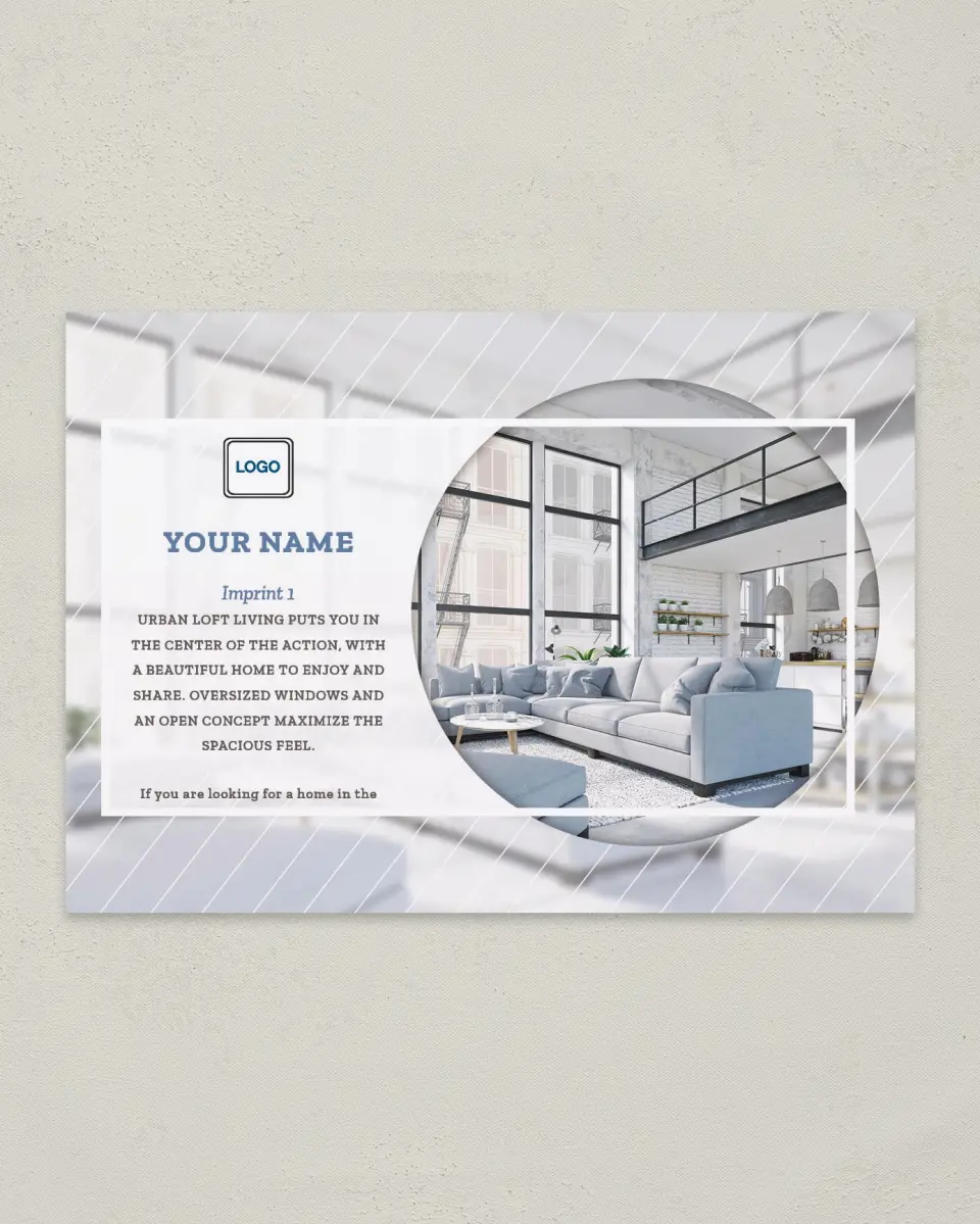 This is a 4¼" x 6" Postcard called Urban Loft printed in full color