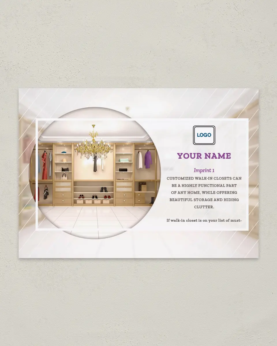 This is a 4¼" x 6" Postcard called Closet Envy printed in full color