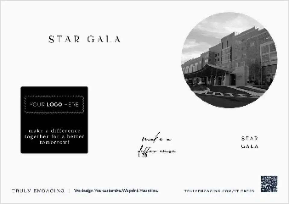 This is a 4¼" x 6" Business Sticker Postcard called Starlight Gala printed in full color