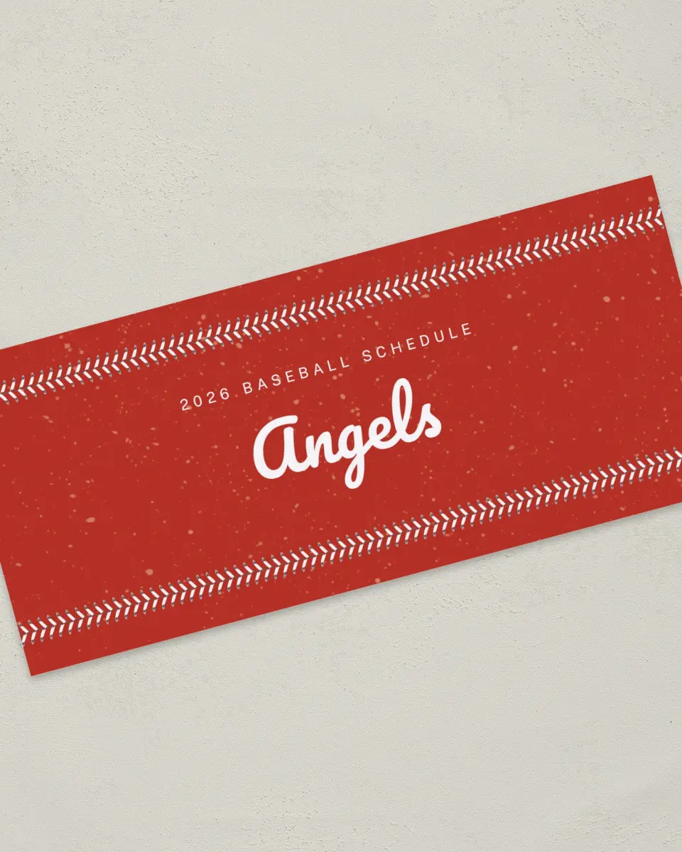 This is a 4" x 9" Baseball Insert called Angels printed in full color