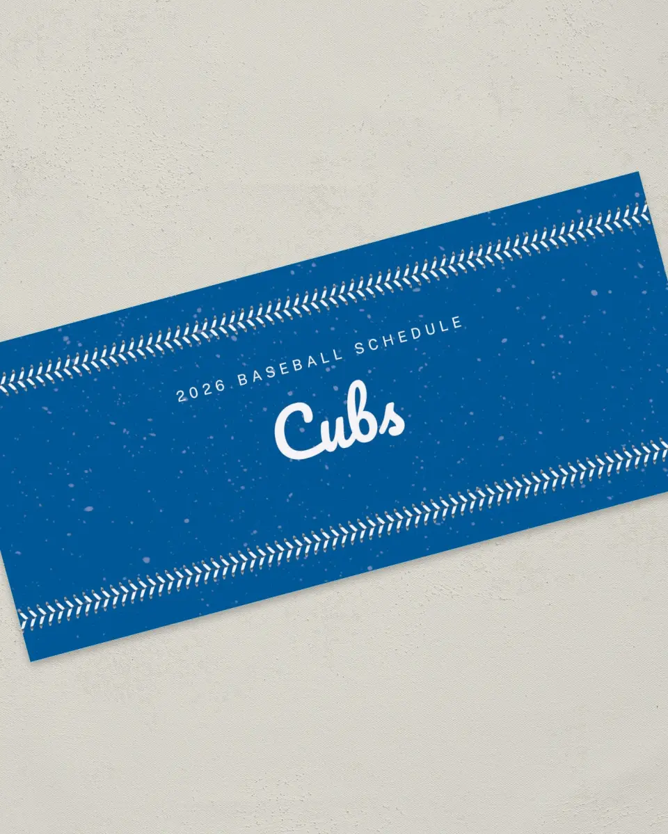 This is a 4" x 9" Baseball Insert called Cubs printed in full color