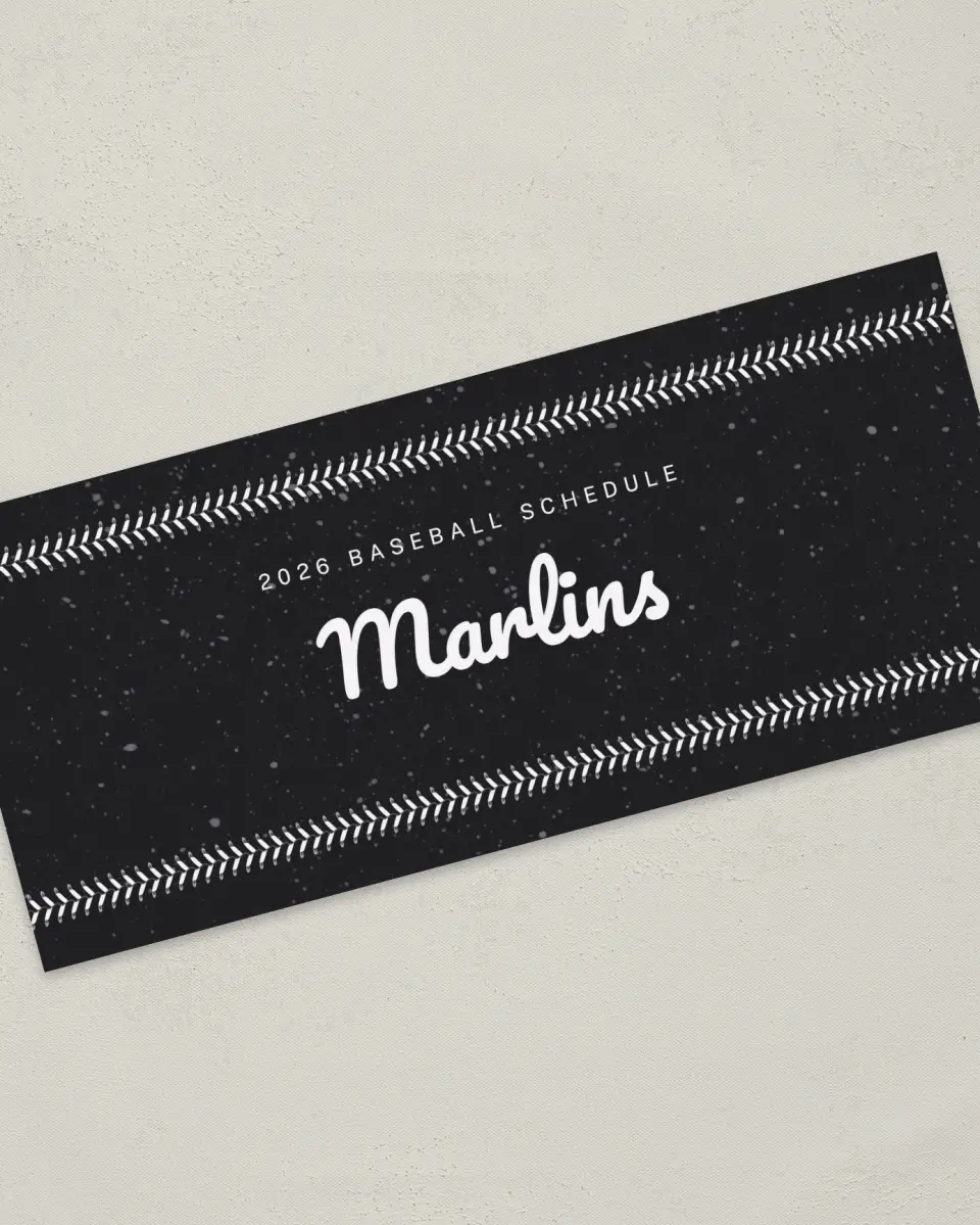 This is a 4" x 9" Baseball Insert called Marlins printed in full color