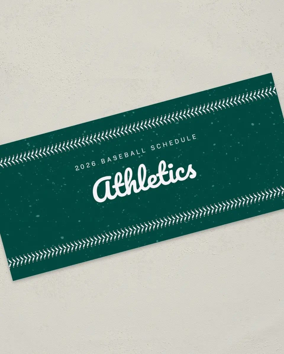 This is a 4" x 9" Baseball Insert called Athletics printed in full color