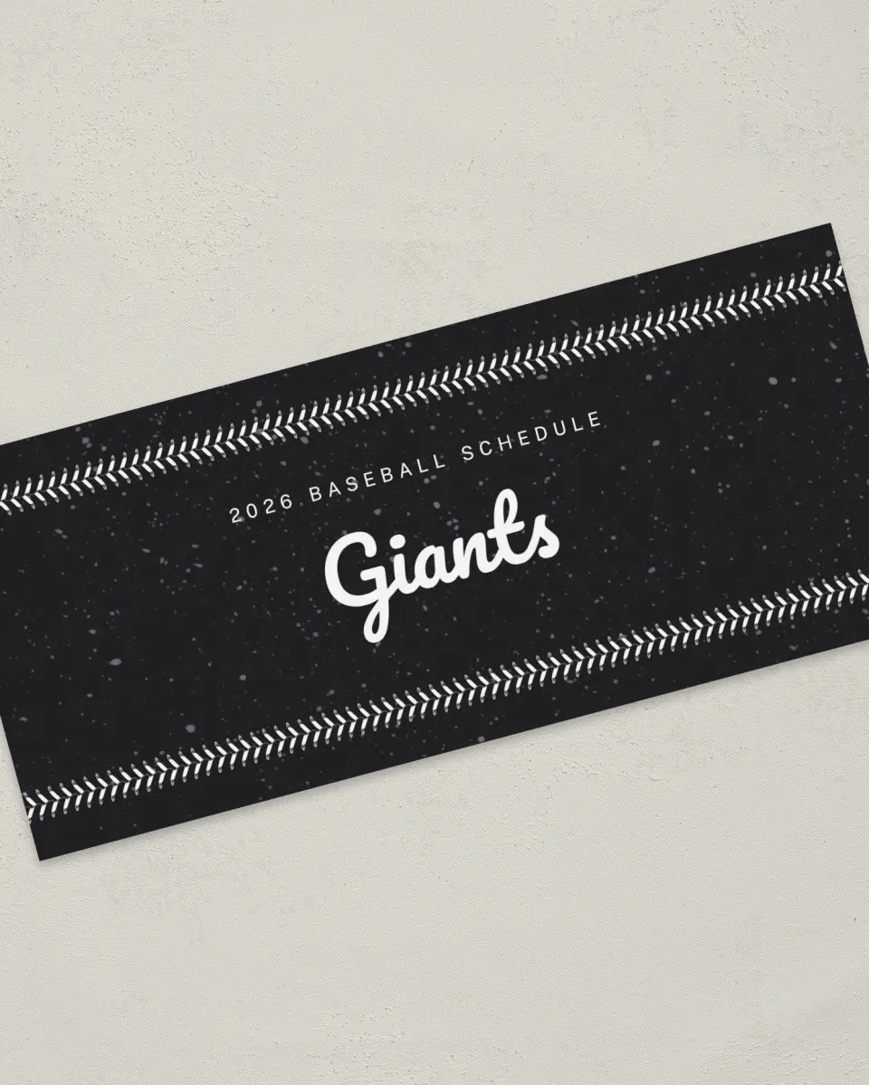 This is a 4" x 9" Baseball Insert called Giants printed in full color