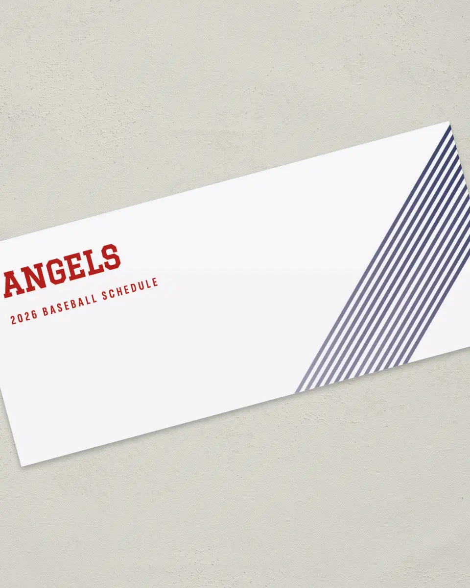 This is a 4" x 9" Baseball Insert called Angels printed in full color