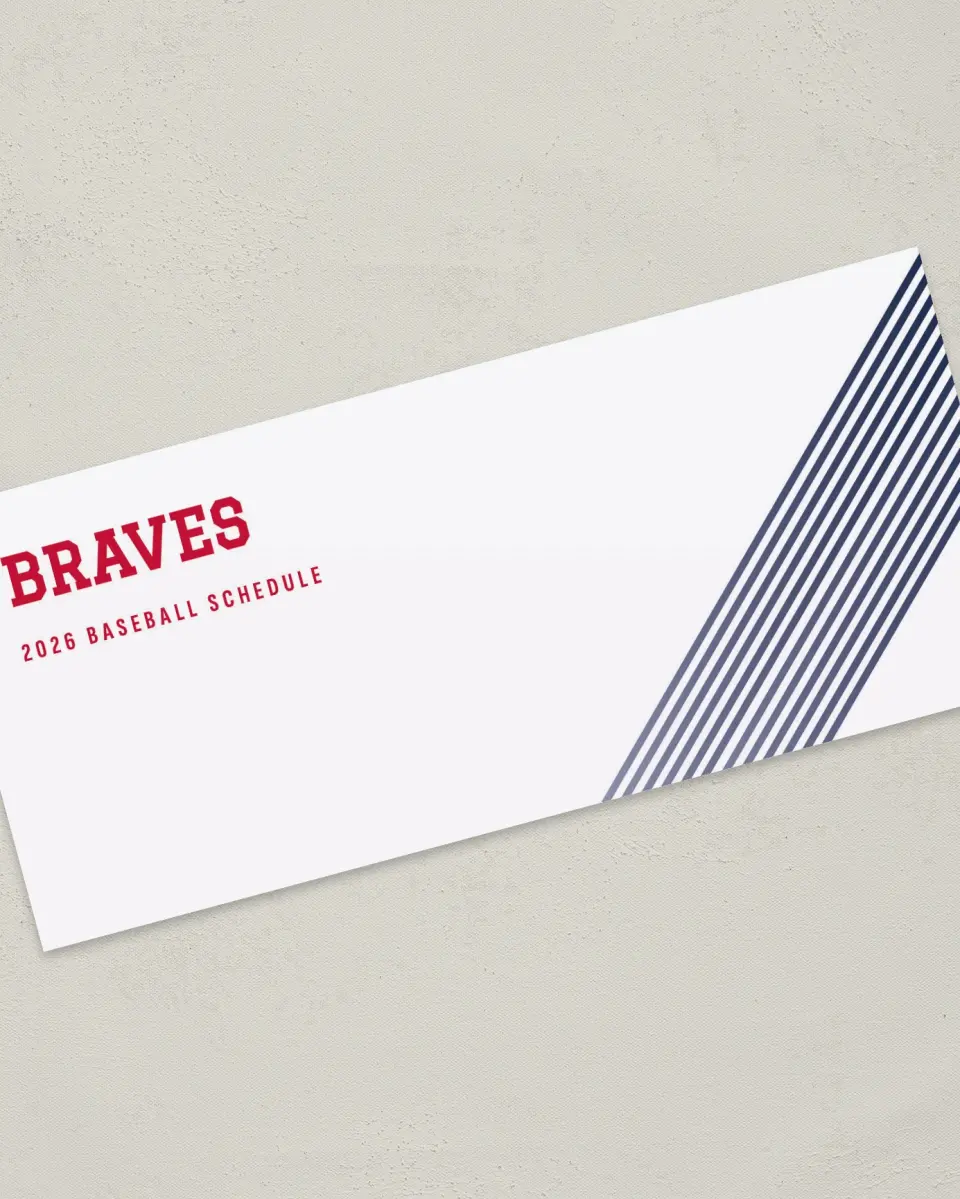 This is a 4" x 9" Baseball Insert called Braves printed in full color