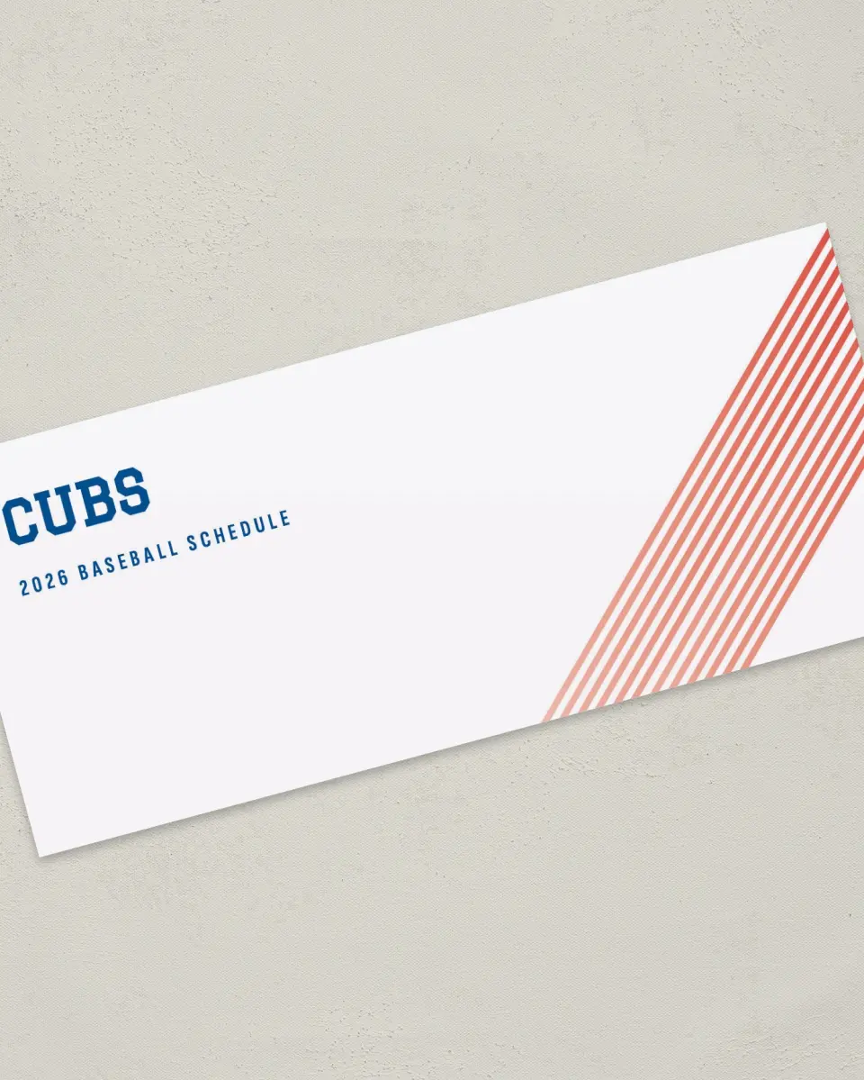 This is a 4" x 9" Baseball Insert called Cubs printed in full color