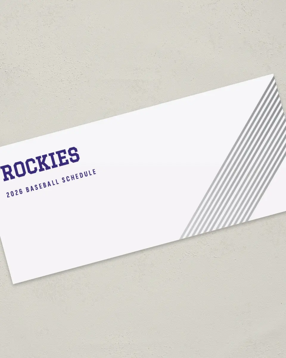 This is a 4" x 9" Baseball Insert called Rockies printed in full color