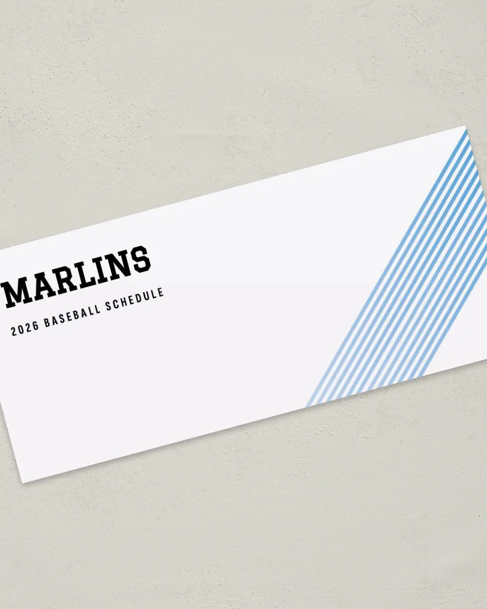 This is a 4" x 9" Baseball Insert called Marlins printed in full color