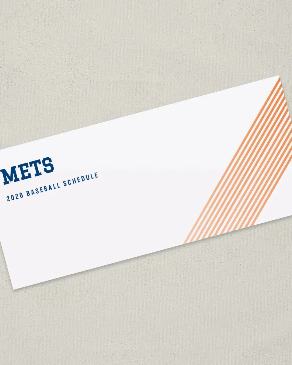 This is a 4" x 9" Baseball Insert called Mets printed in full color