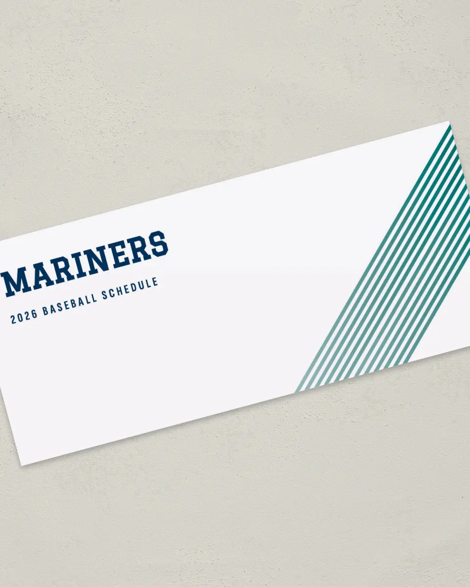 This is a 4" x 9" Baseball Insert called Mariners printed in full color