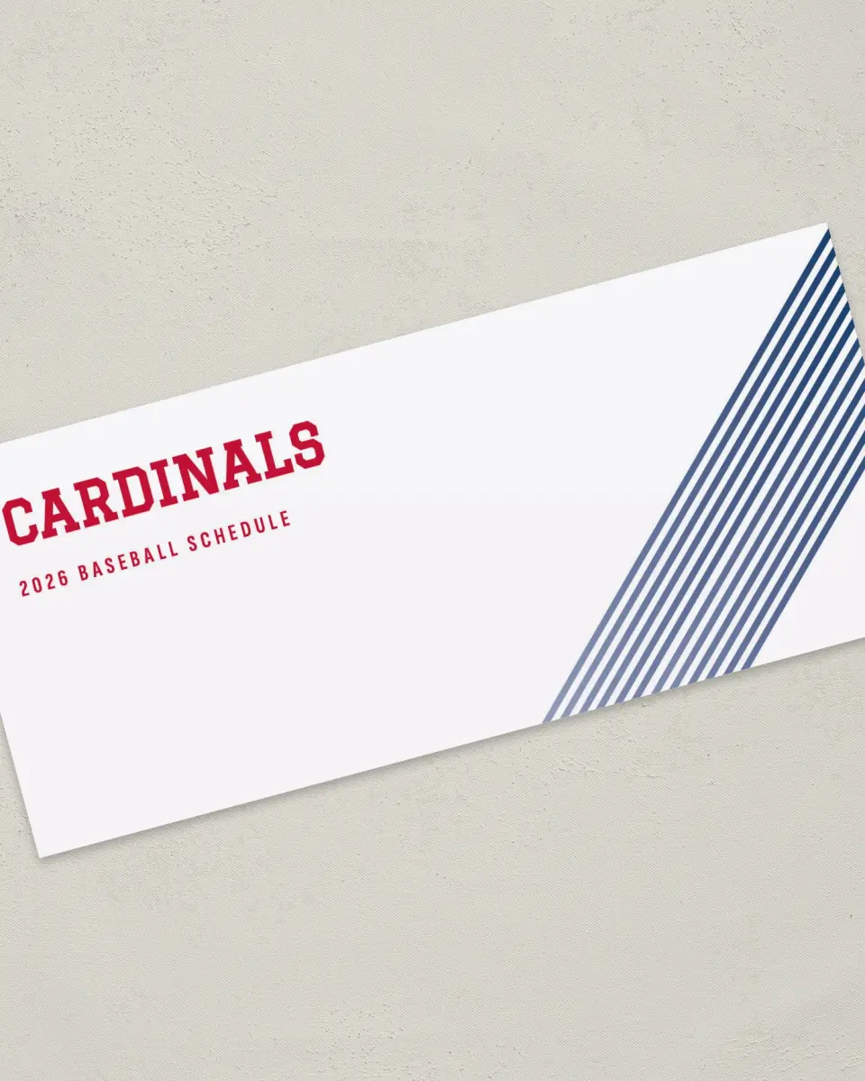 This is a 4" x 9" Baseball Insert called Cardinals printed in full color