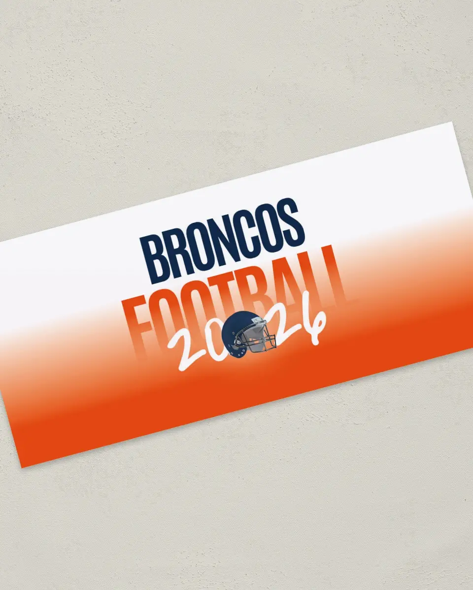 This is a 4" x 9" Football Insert called Broncos printed in full color