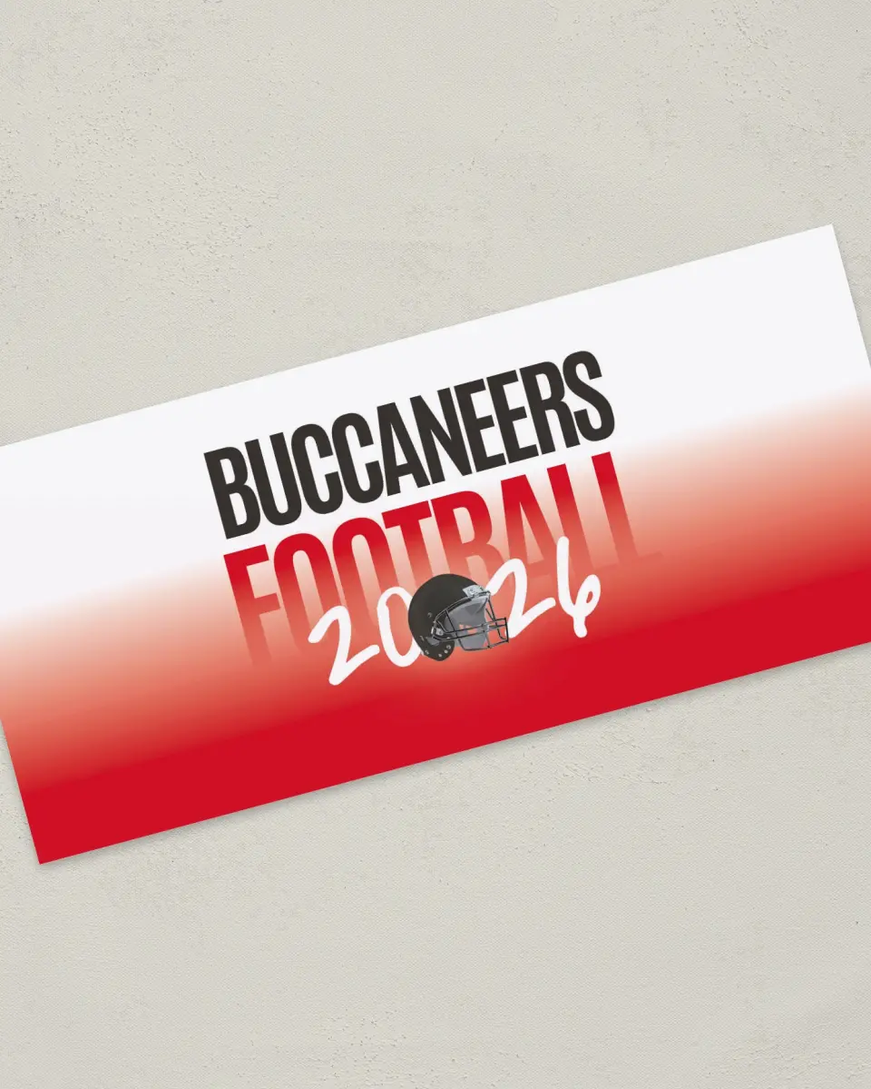 This is a 4" x 9" Football Insert called Buccaneers printed in full color