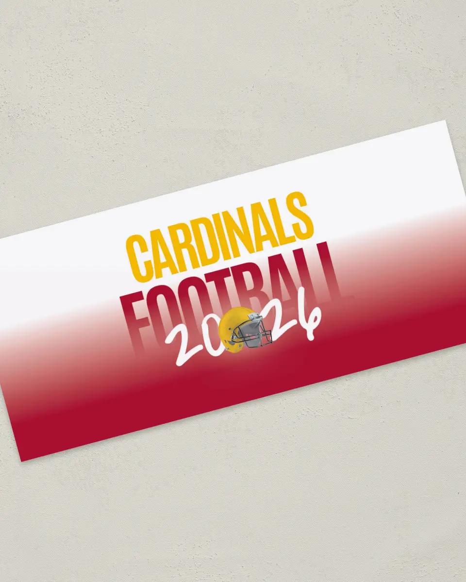 This is a 4" x 9" Football Insert called Cardinals printed in full color