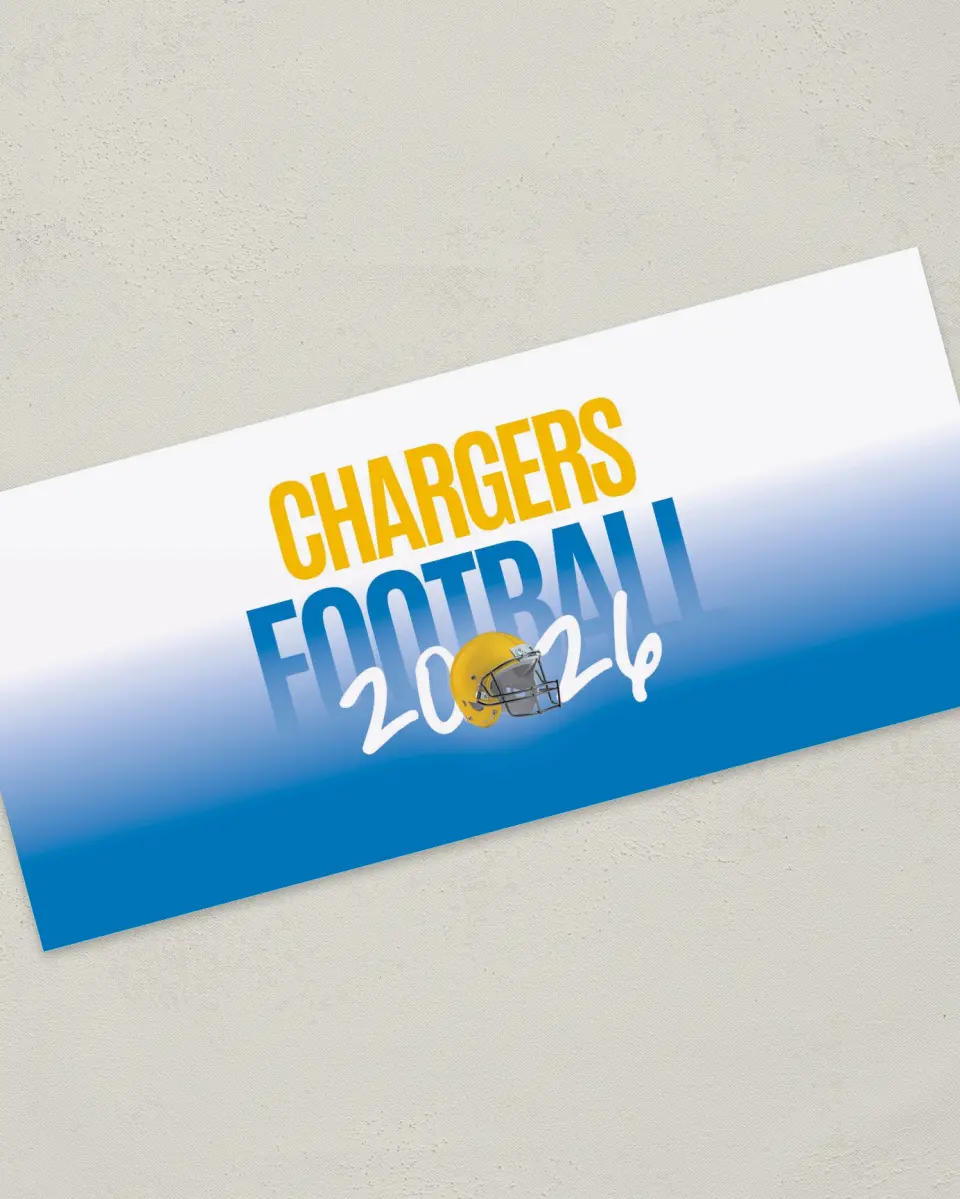 This is a 4" x 9" Football Insert called Chargers printed in full color