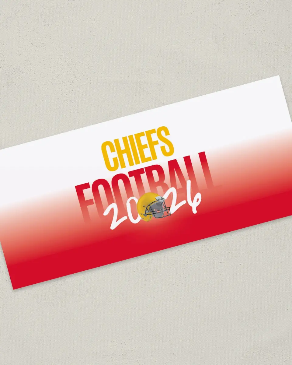 This is a 4" x 9" Football Insert called Chiefs printed in full color