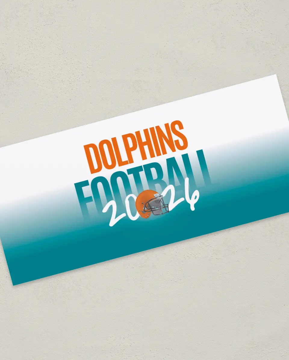 This is a 4" x 9" Football Insert called Dolphins printed in full color