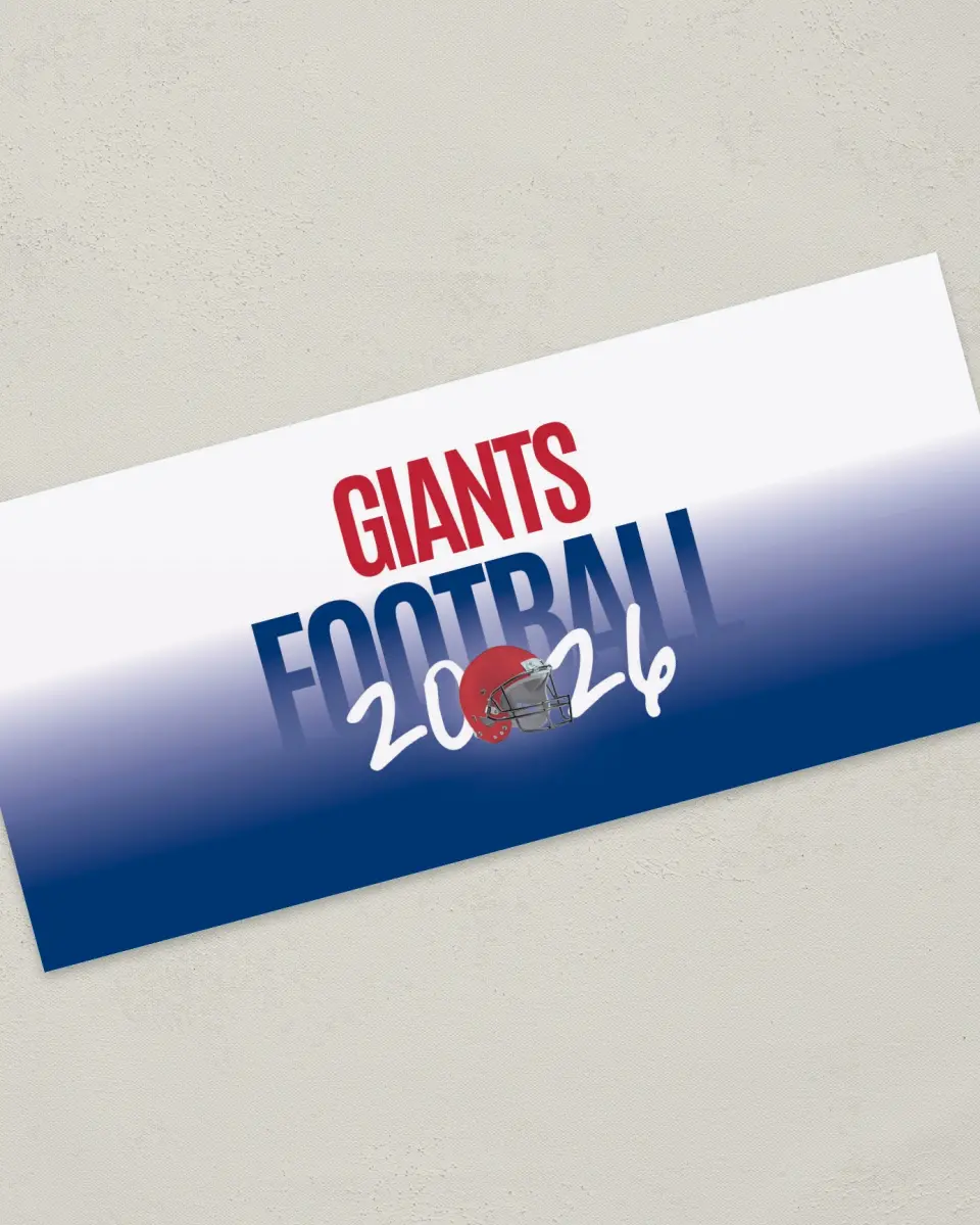 This is a 4" x 9" Football Insert called Giants printed in full color