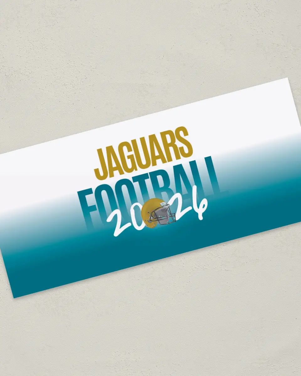 This is a 4" x 9" Football Insert called Jaguars printed in full color