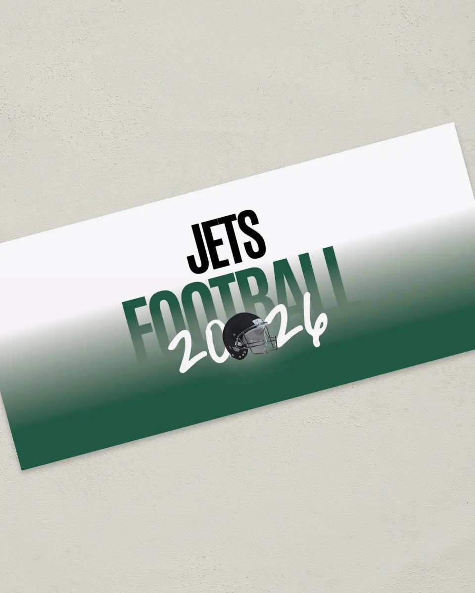 This is a 4" x 9" Football Insert called Jets printed in full color