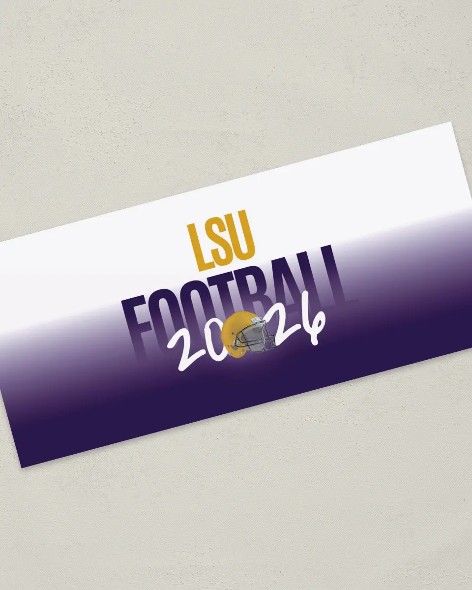 This is a 4" x 9" Football Insert called LSU printed in full color