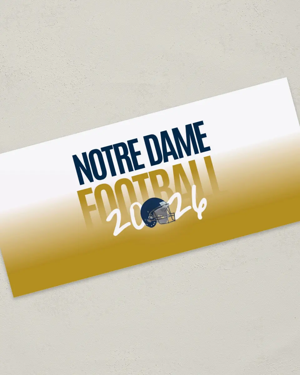 This is a 4" x 9" Football Insert called Notre Dame printed in full color