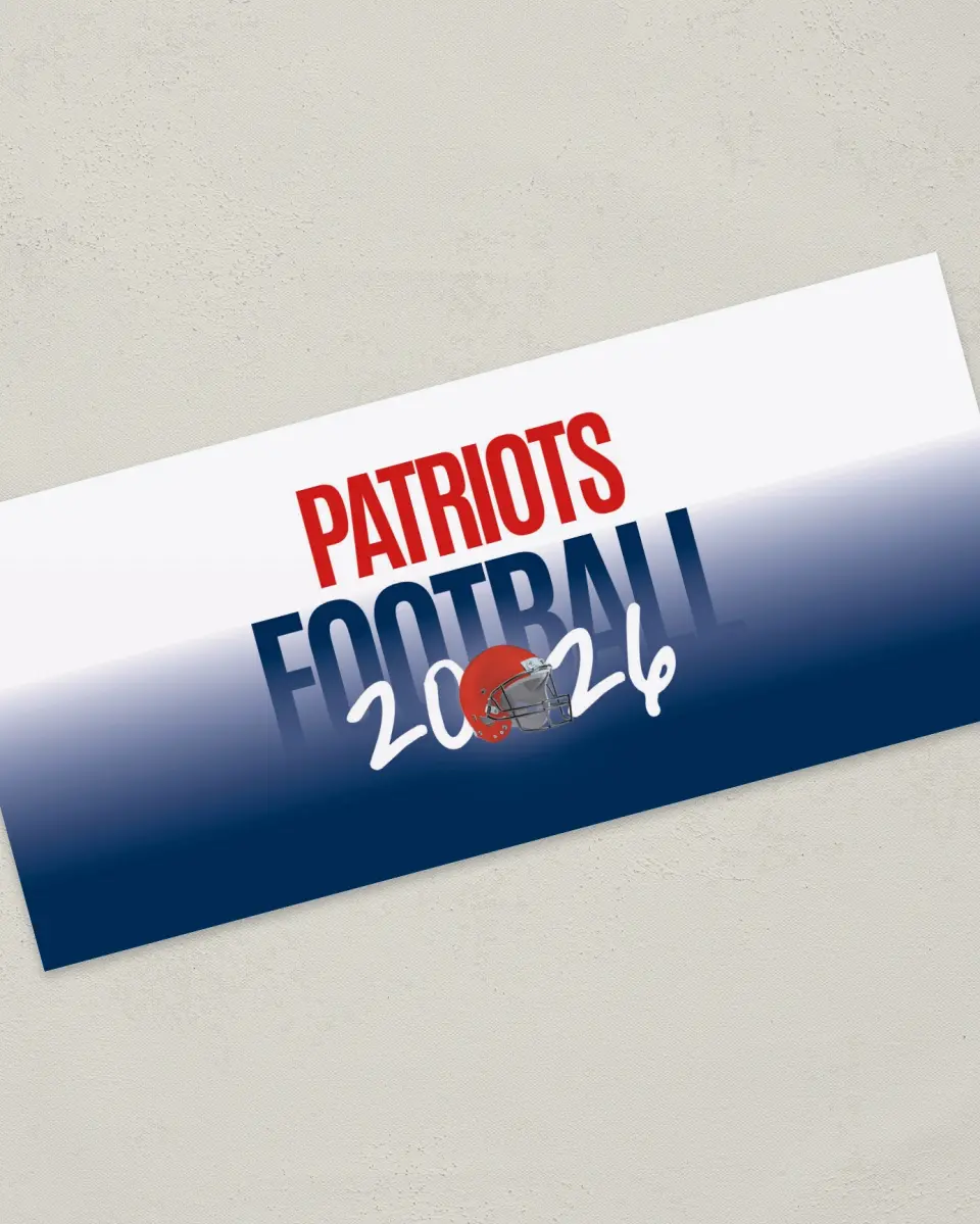 This is a 4" x 9" Football Insert called Patriots printed in full color