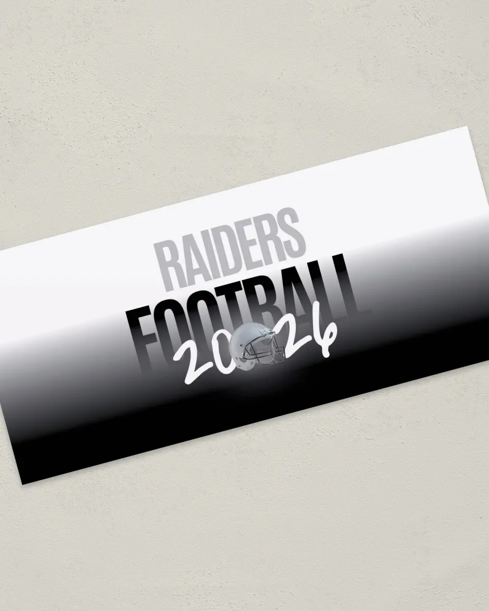 This is a 4" x 9" Football Insert called Raiders printed in full color