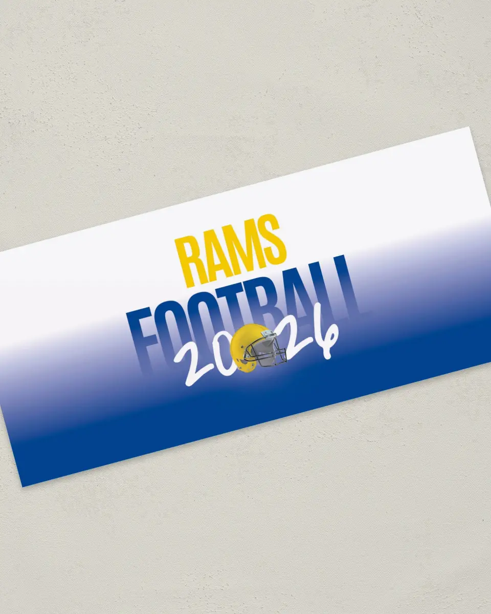 This is a 4" x 9" Football Insert called Rams printed in full color