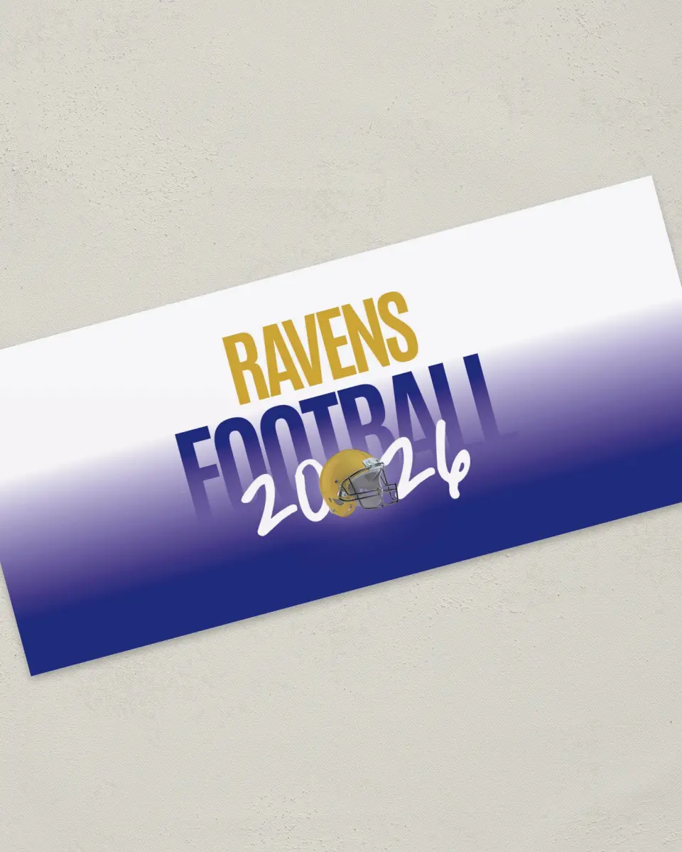 This is a 4" x 9" Football Insert called Ravens printed in full color