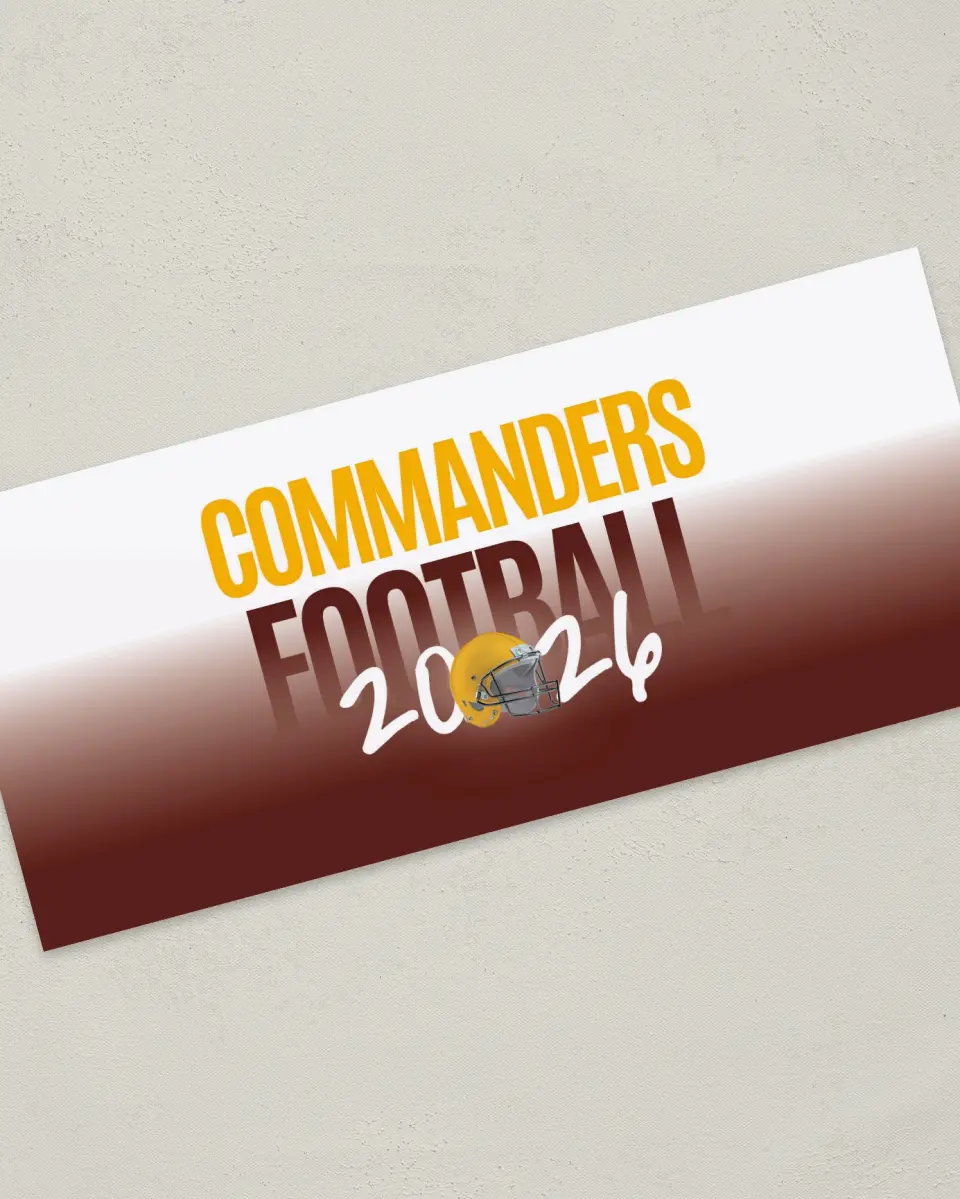 This is a 4" x 9" Football Insert called Washington Commanders printed in full color