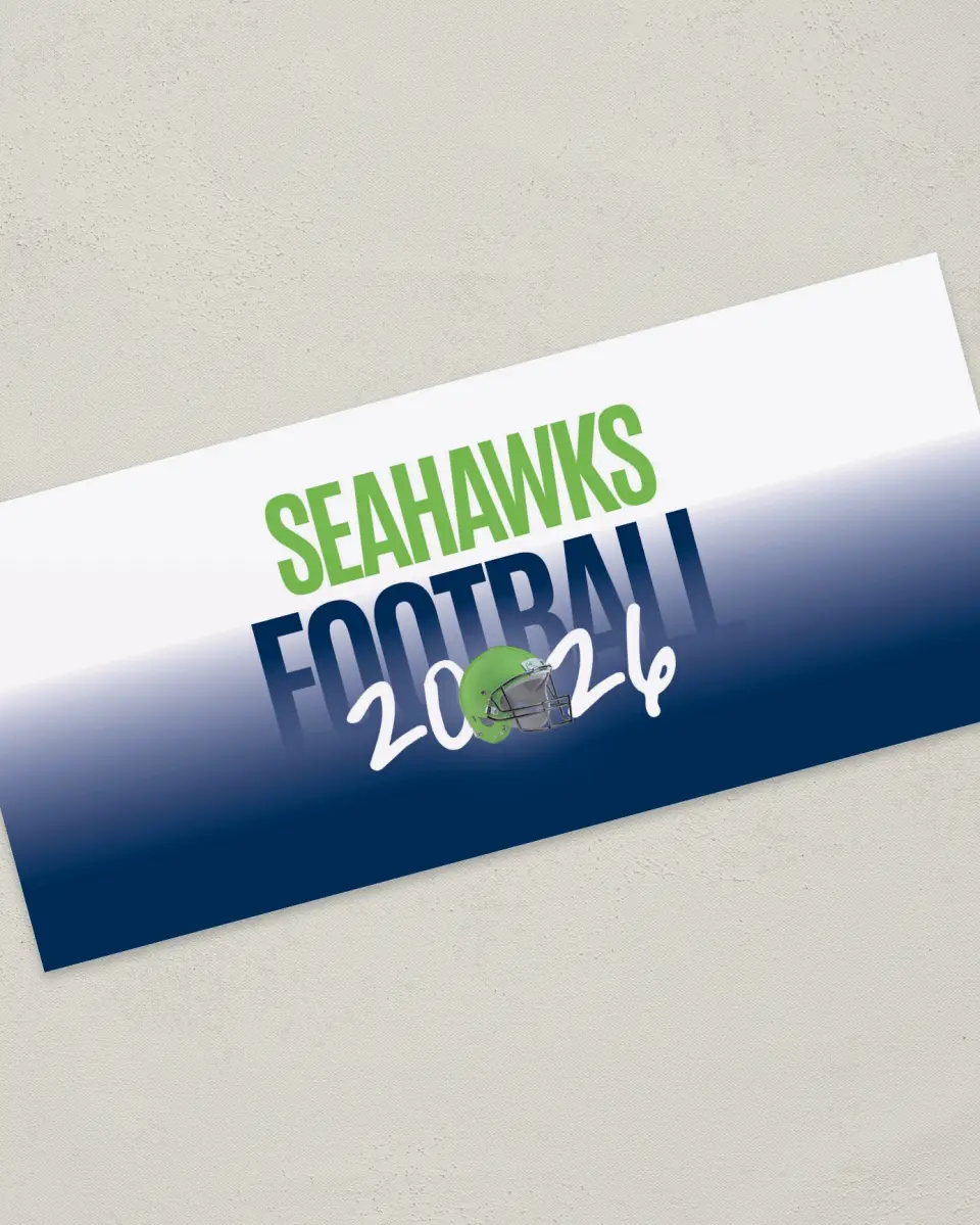 This is a 4" x 9" Football Insert called Seahawks printed in full color